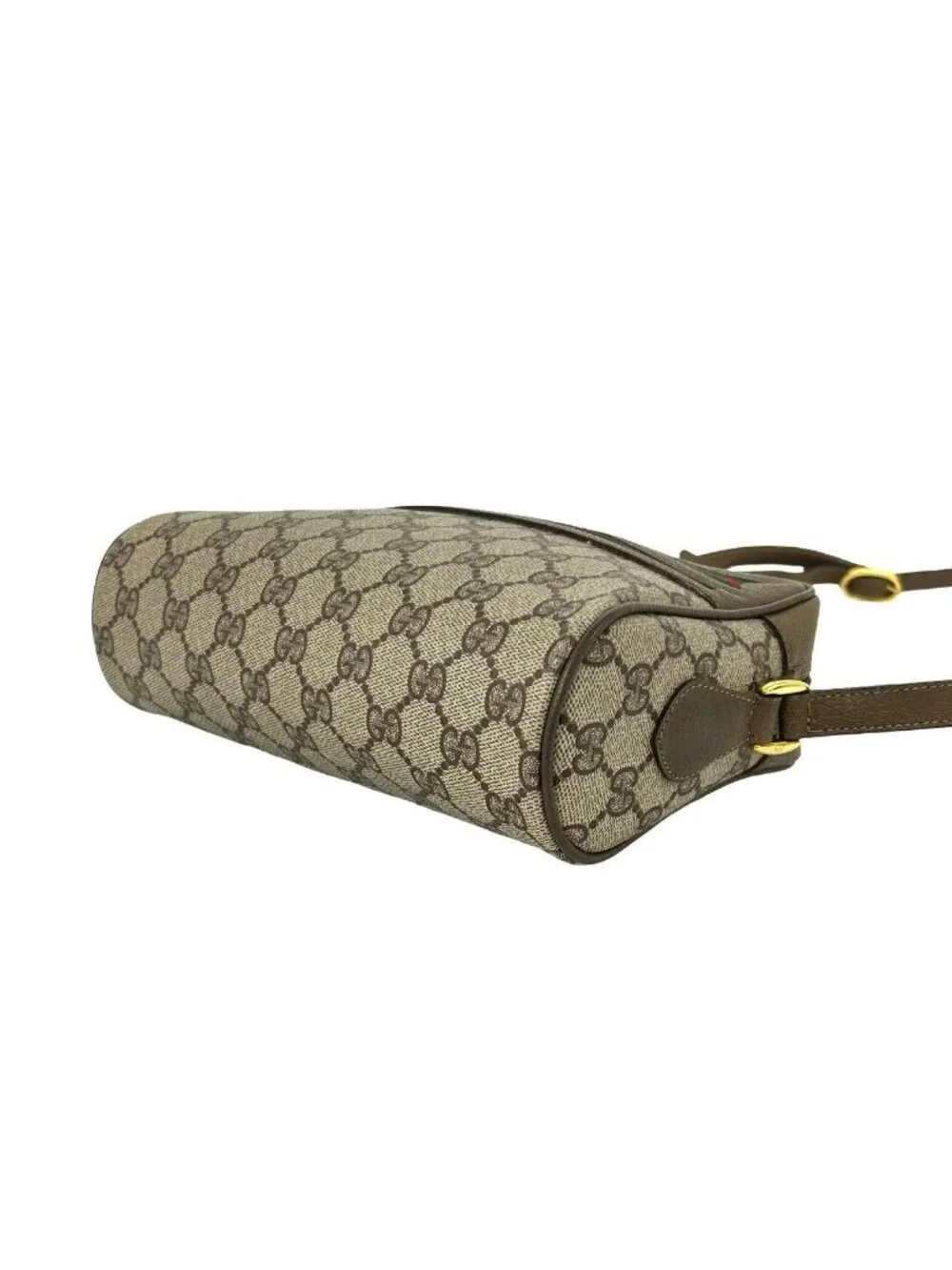 Gucci Vintage Sherry Line GG Logo Leather Shoulder Bag Pochette Brown